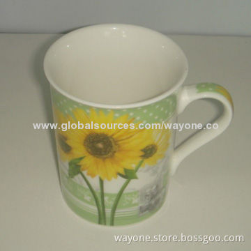 Hot Shape Porcelain Mugs with Sunflower Motif and 9oz Volume, Best Choice for Promotions, Food Safe